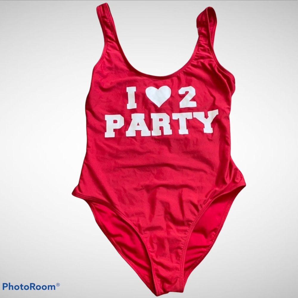 Red one piece swimsuit